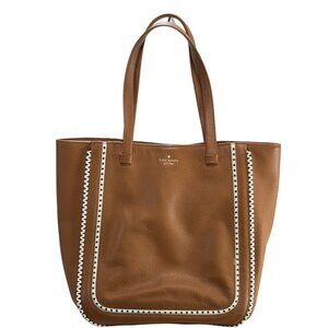 KATE SPADE New York Sheffield Dorma Brown Leather Tote White/Black Trim Detail